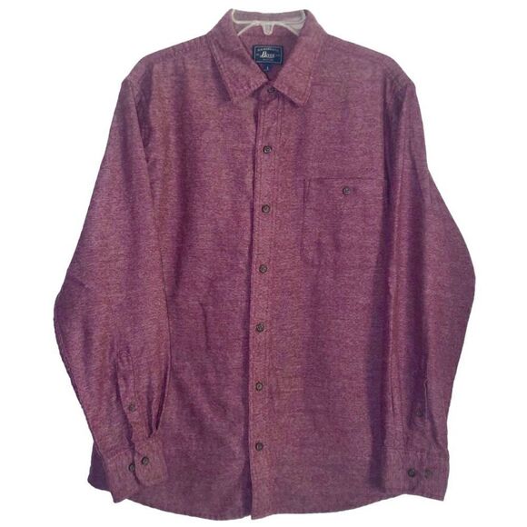 G H Bass Long Sleeve Flannel Button Down in Burgundy Heather Men’s L - Picture 2 of 6